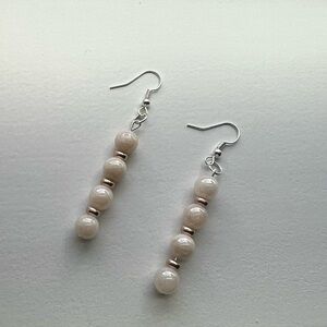 Elegant Cream Beaded Earrings